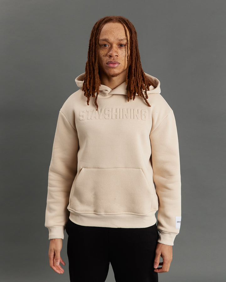 STAYSHINING BEIGE EMB HOODIE