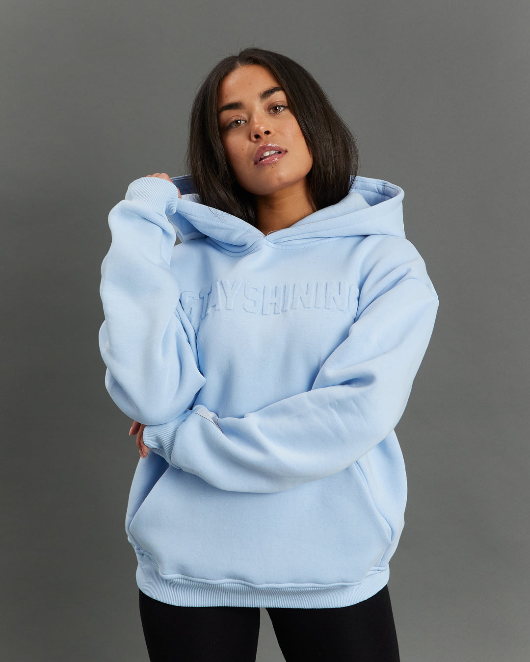 STAYSHINING LIGHT BLUE EMB HOODIE